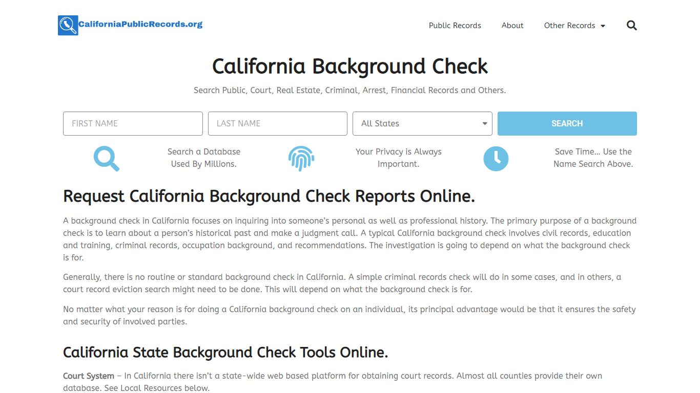 California Background Check: CaliforniaPublicRecords.org