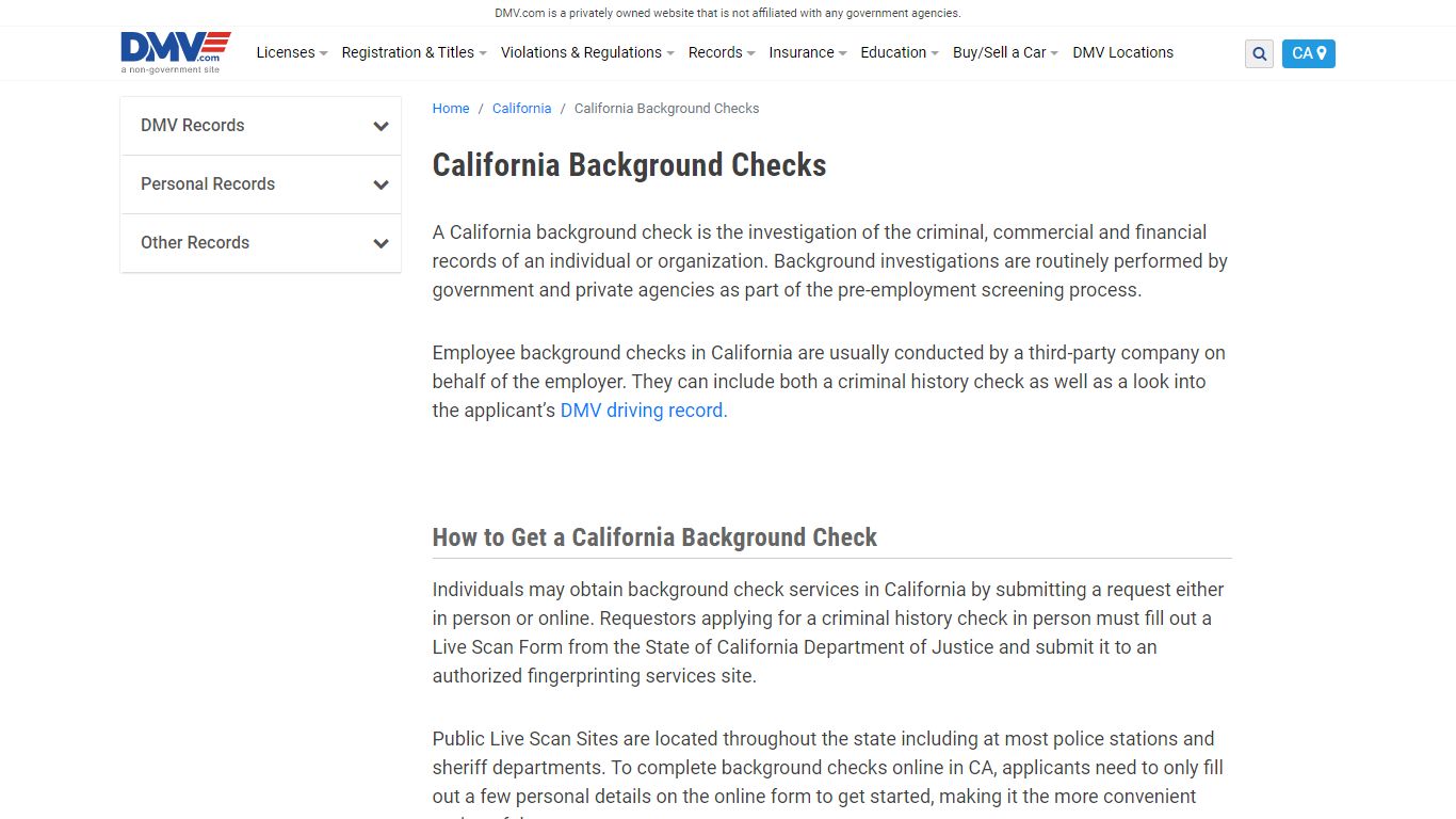 California Background Checks | DMV.com